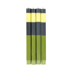 Set Of 4 Striped Colourblock Dinner Candles