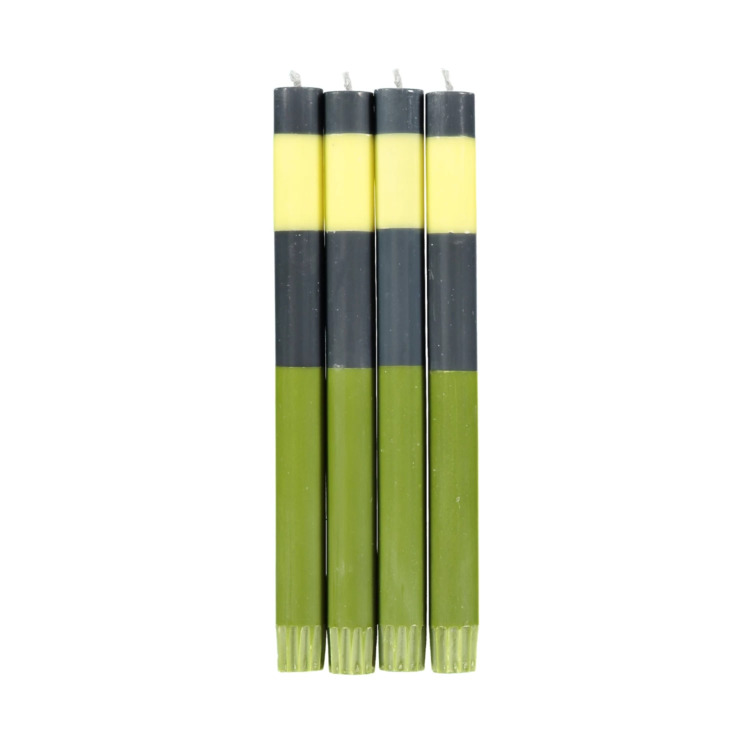 Set Of 4 Striped Colourblock Dinner Candles 1 Set Of 4 Striped Colourblock Dinner Candles
