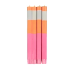 Set Of 4 Pink Orange Colourblock Candles