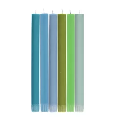 Set Of 6 Blue Green Assorted Candles