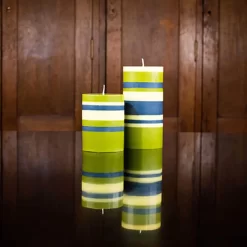 Striped Pillar Candle, Olive & Navy, 10cm 5 Striped Pillar Candle, Olive & Navy, 10cm -Sous Chef BX0021StripedPillarCandle Olive Navy 10cmlife2