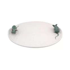 Bordallo Pinheiro White Earthenware Cheese Tray With Mouse