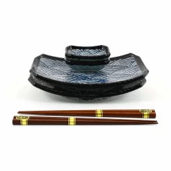 Blue Wave Sushi Serving Set 5 Blue Wave Sushi Serving Set -Sous Chef EM0038 BlueWaveSushiServingSet stacked