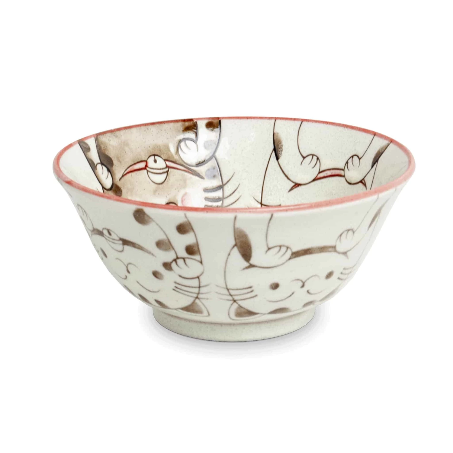 Pink Lucky Cat Japanese Noodle Bowl, 15cm 1 Pink Lucky Cat Japanese Noodle Bowl, 15cm