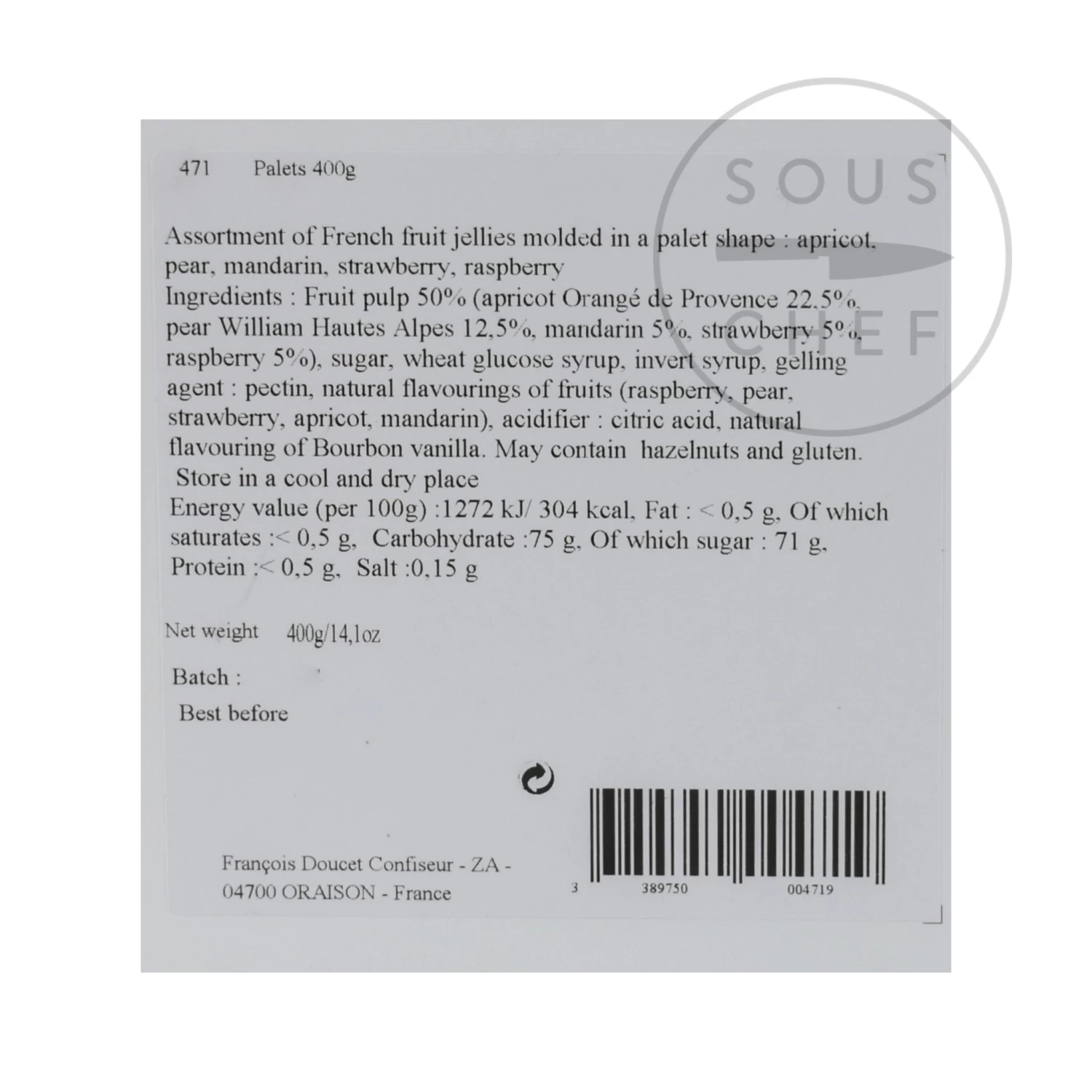 Francois Doucet Fruit Jellies, 400g 2 Francois Doucet Fruit Jellies, 400g - Image 2