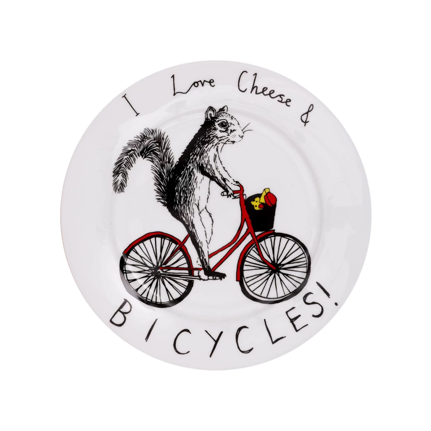 I Love Cheese & Bicycles Side Plate, 20cm 1 I Love Cheese & Bicycles Side Plate, 20cm