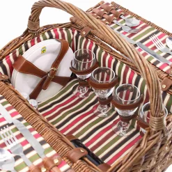 Montmarte Red Striped Picnic Hamper, 4 Person -Sous Chef JD0012MontmarteRedStripedPicnicHamper 4Person3