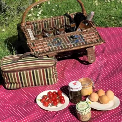 Montmarte Red Striped Picnic Hamper, 4 Person -Sous Chef JD0012MontmarteRedStripedPicnicHamper 4PersonLife 1