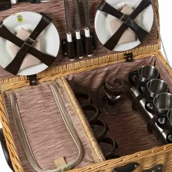 Louvre Natural Picnic Basket, 6 Person 7 Louvre Natural Picnic Basket, 6 Person -Sous Chef JD0016LouvreNaturalPicnicBasket 6Person2