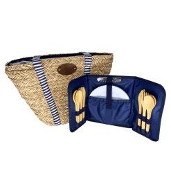 Sac De Plage Riviera Blue Stripe Picnic Tote, 4 Person -Sous Chef JD0017SacdePlageRivieraBlueStripePicnicTote 4Person3