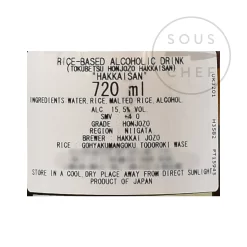 Hakkaisan Tokubetsu Honjozo Sake 720ml -Sous Chef JP0154 HakkaisanTokubetsuHonjozoSake 1