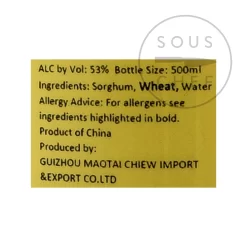 MouTai Chun 1998 Baijiu 53% 500ml -Sous Chef JZ0009 MouTaiChun1998Baijiu53 BoP