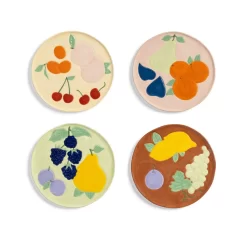 & Klevering Set Of 4 Assorted Fruit Side Plates, 16cm
