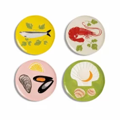 & Klevering Set Of 4 Assorted Seafood Side Plates, 16cm