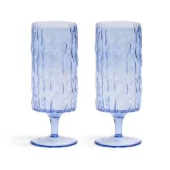 & Klevering Set Of 2 Blue Stemmed Glasses