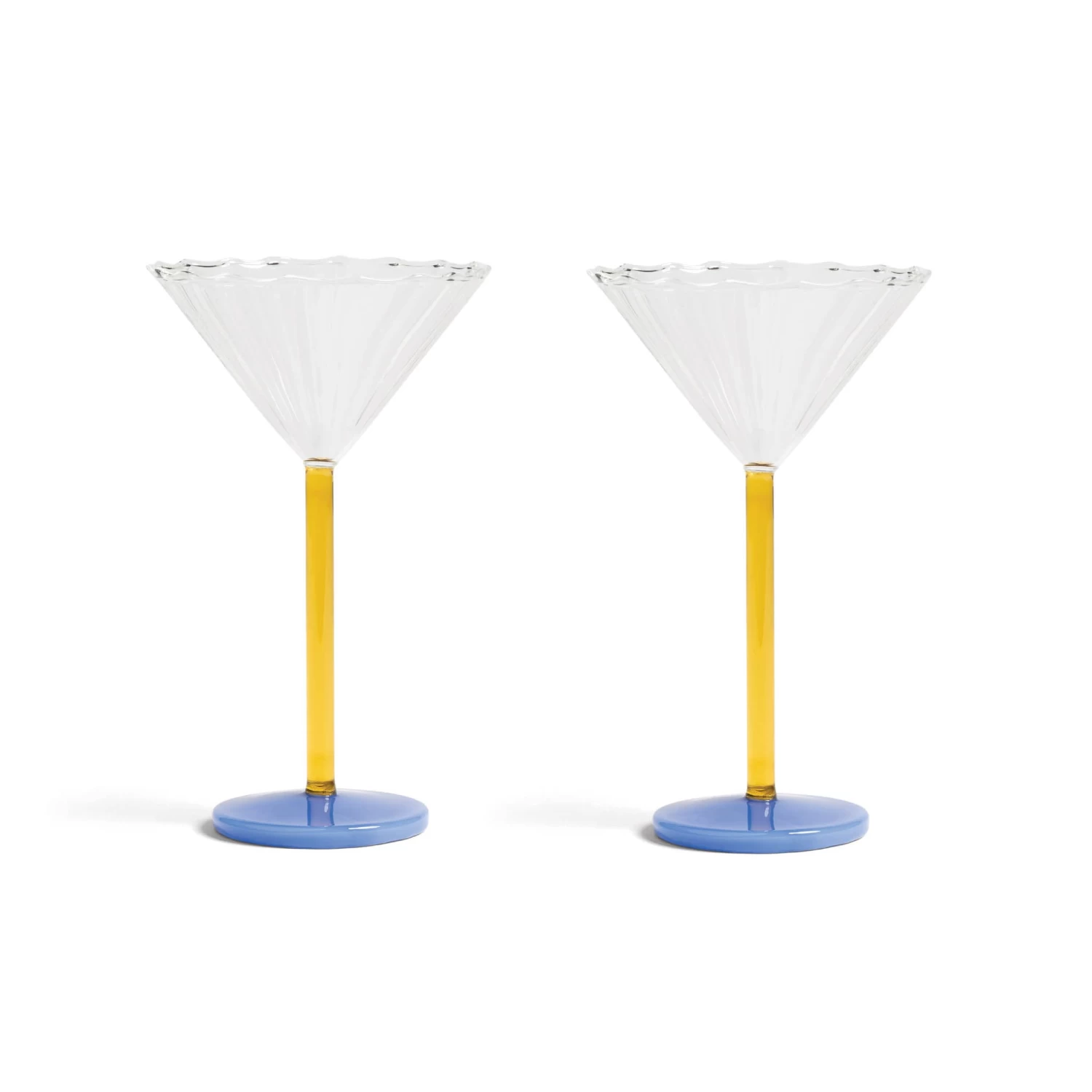 & Klevering Set Of 2 Blue & Yellow Stem Martini Glasses 1 & Klevering Set Of 2 Blue & Yellow Stem Martini Glasses