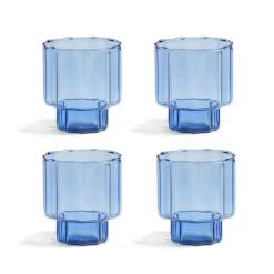 & Klevering Set Of 4 Faceted Blue Glasses