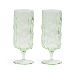 & Klevering Set Of 2 Green Stemmed Glasses