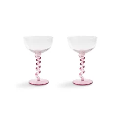 & Klevering Set Of 2 Pink Twisted Coupe Glasses