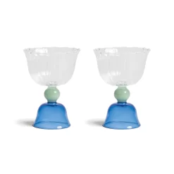 & Klevering Set Of 2 Blue Tulip Coupe Glasses