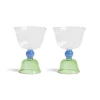 & Klevering Set Of 2 Green Tulip Coupe Glasses