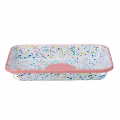 Pink Dot Enamel Roasting & Serving Dish -Sous Chef KP0083BPinkDotEnamelRoasting ServingDish
