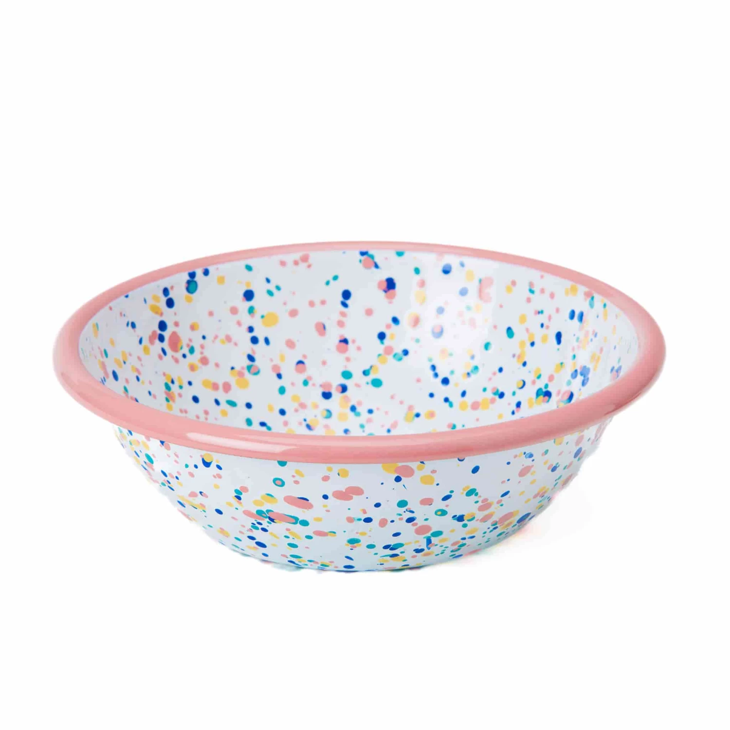 Pink Dot Enamel Salad Bowl 1 Pink Dot Enamel Salad Bowl
