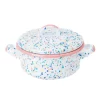 Pink Dot Enamel Casserole With Lid, 18cm