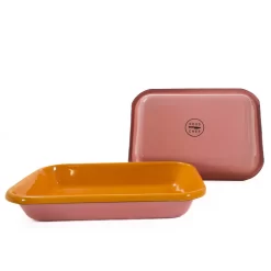 Kapka X Sous Chef Colourblock Enamel Roasting Dish, 21cm, Pink & Yellow -Sous Chef KP0099