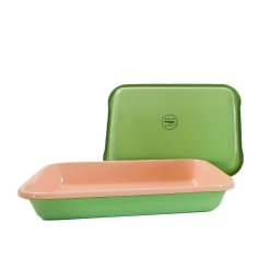 Kapka X Sous Chef Colourblock Enamel Roasting Dish, 26cm, Green & Pink 5 Kapka X Sous Chef Colourblock Enamel Roasting Dish, 26cm, Green & Pink -Sous Chef KP0100
