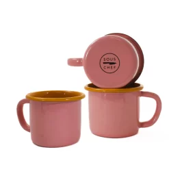 Kapka X Sous Chef Colourblock Enamel Mug, Pink & Yellow -Sous Chef KP01052