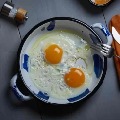 Paintstroke Enamel Frying Pan, Blue & White 18cm -Sous Chef Kapka 9366copy