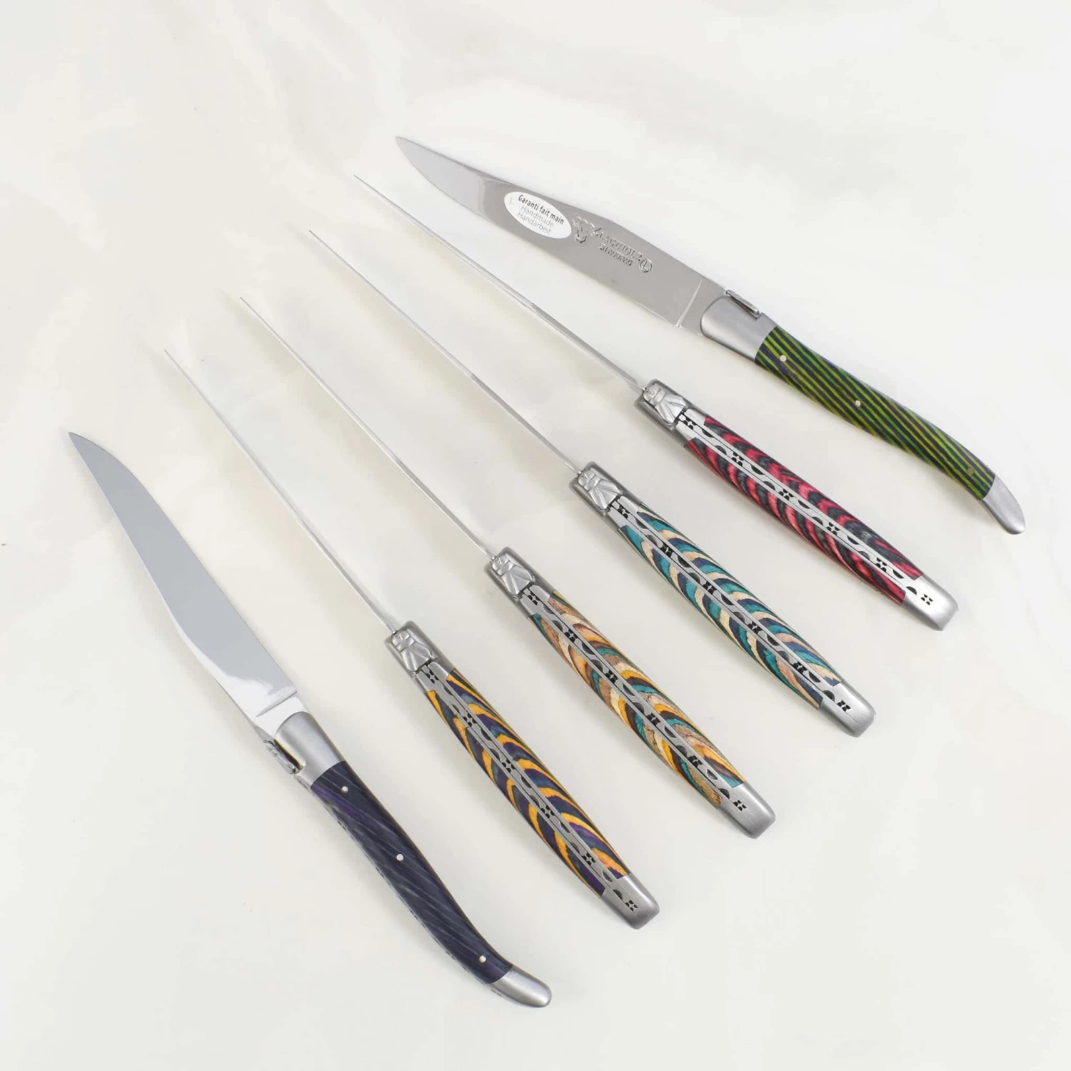 Laguiole En Aubrac Set Of 6 Steak Knives, Striped Wood 3 Laguiole En Aubrac Set Of 6 Steak Knives, Striped Wood - Image 3