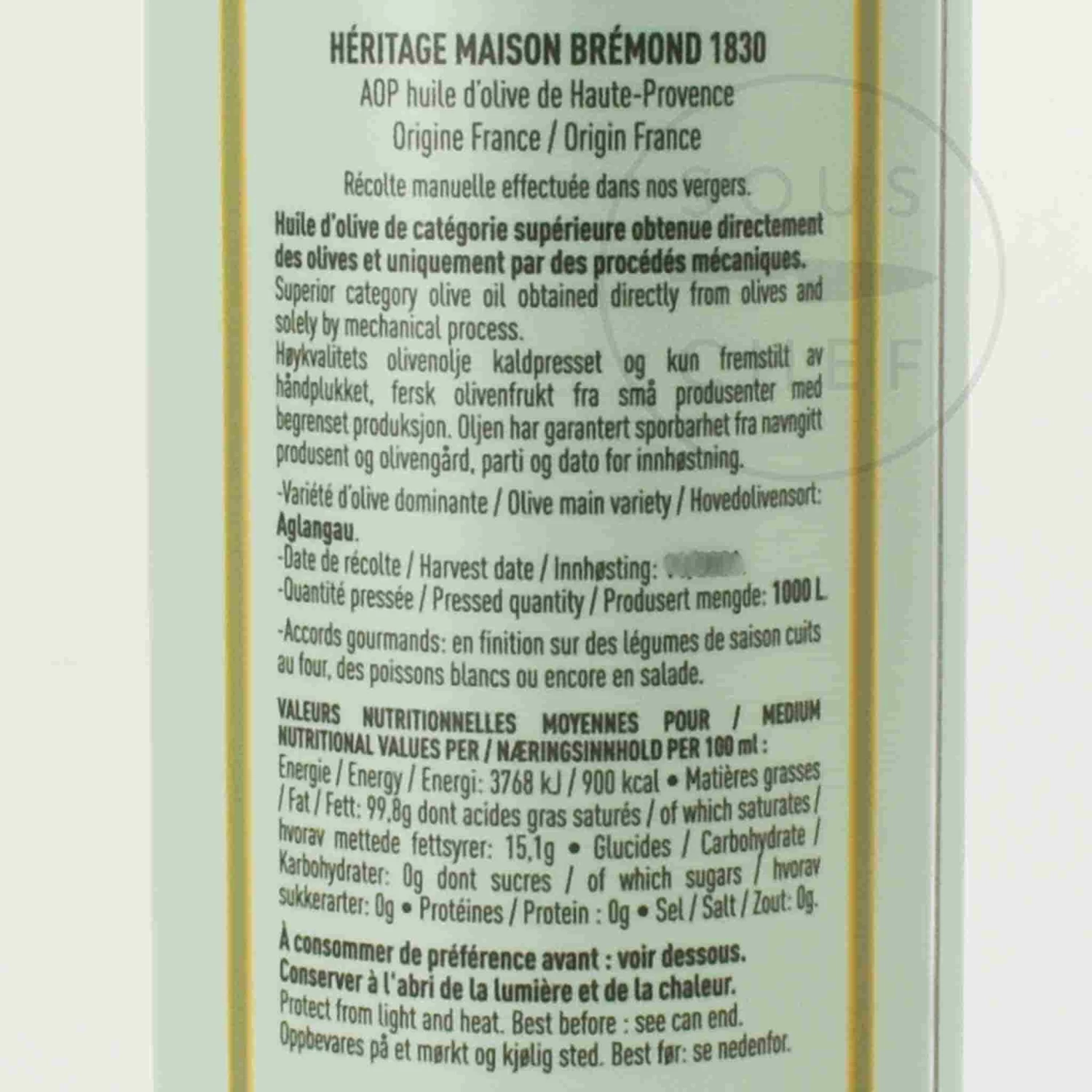 Maison Bremond Heritage Green Fruity Provence Extra Virgin Olive Oil, 500ml 2 Maison Bremond Heritage Green Fruity Provence Extra Virgin Olive Oil, 500ml - Image 2