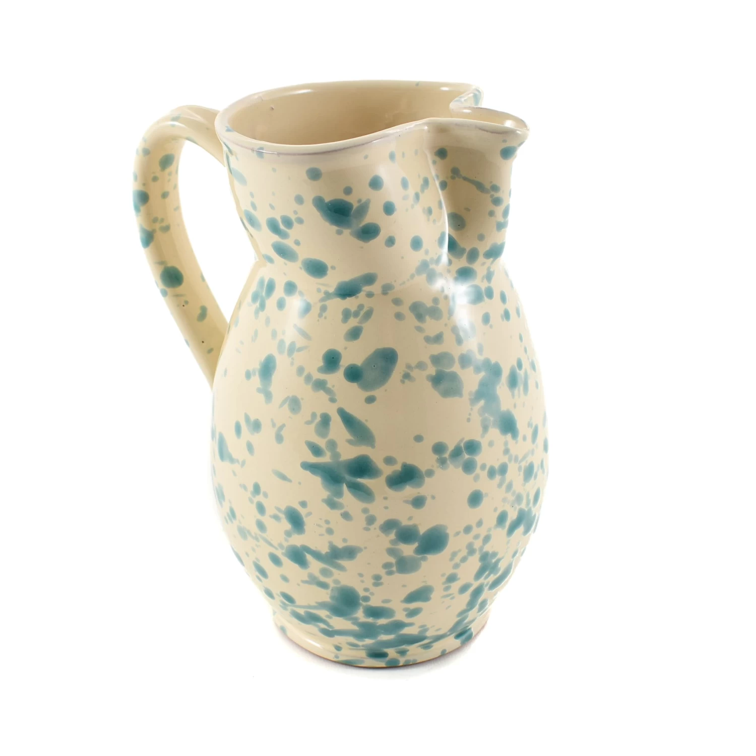 Puglia Aquamarine Splatter Ceramic Pitcher 2 Puglia Aquamarine Splatter Ceramic Pitcher - Image 2