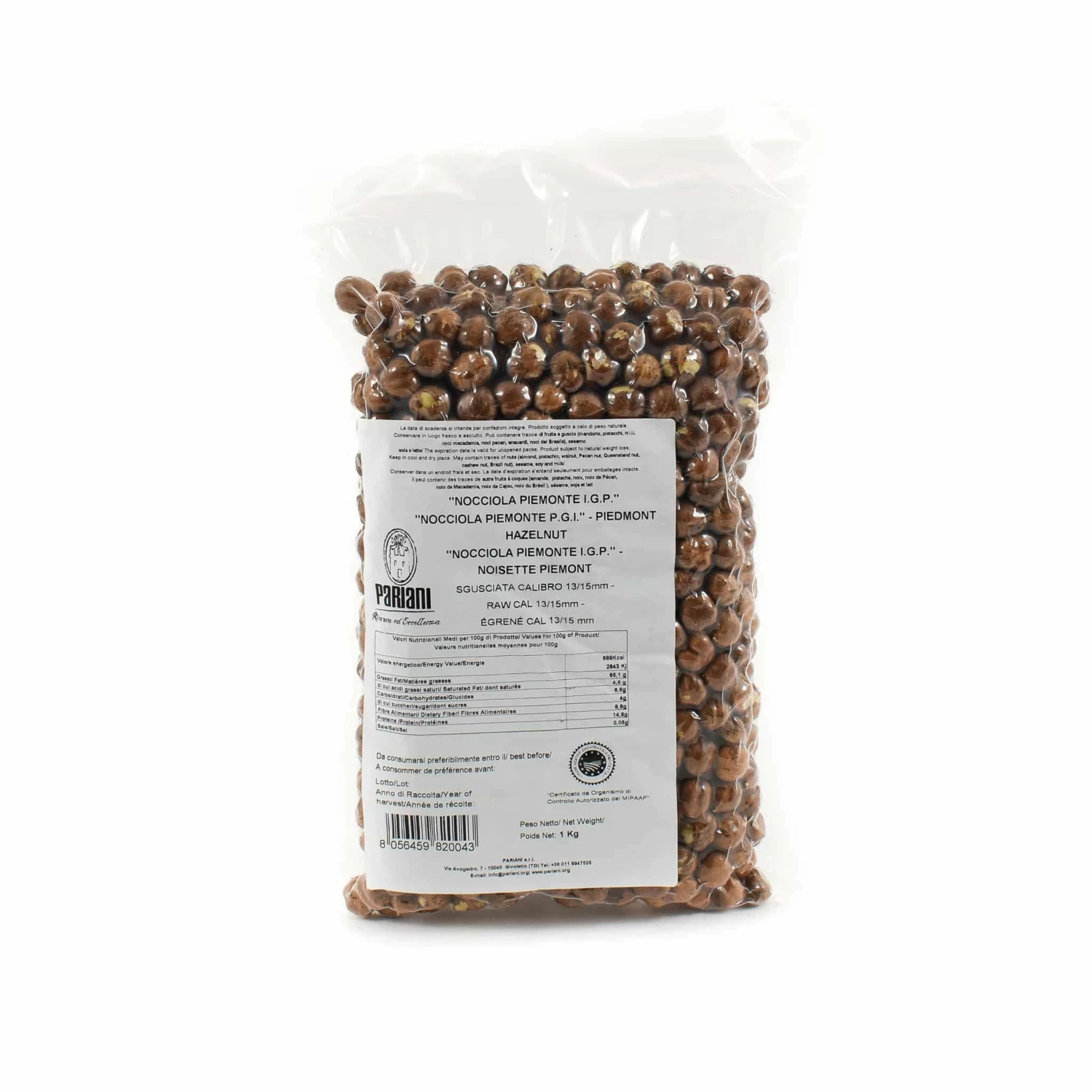 Pariani "Nocciola Piemonte PGI" Hazelnut Raw 1kg 1 Pariani "Nocciola Piemonte PGI" Hazelnut Raw 1kg