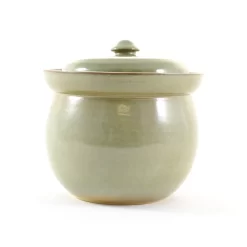 Handmade Stoneware Fermenting Crock In Green 2 Litre