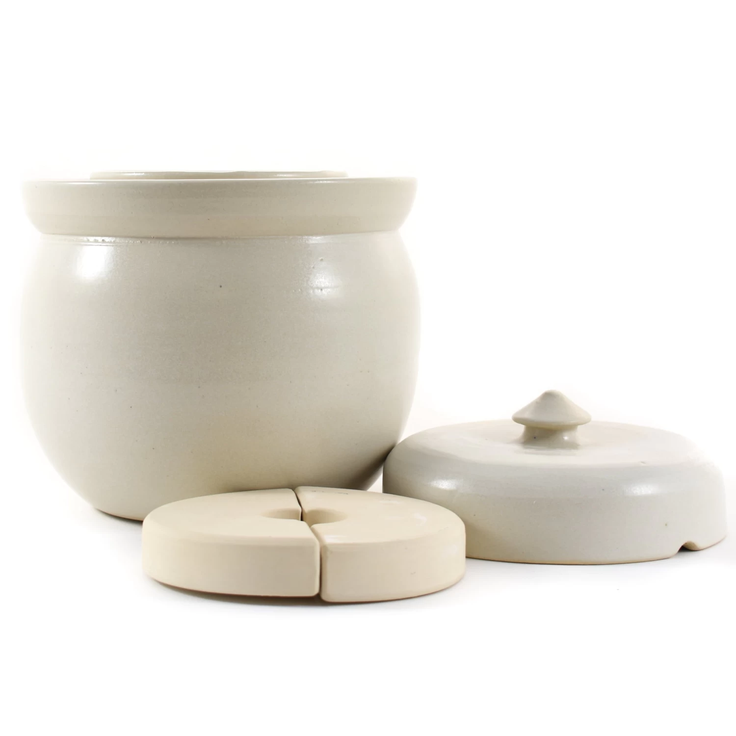 Handmade Stoneware Fermenting Crock In White 2 Litre 2 Handmade Stoneware Fermenting Crock In White 2 Litre - Image 2