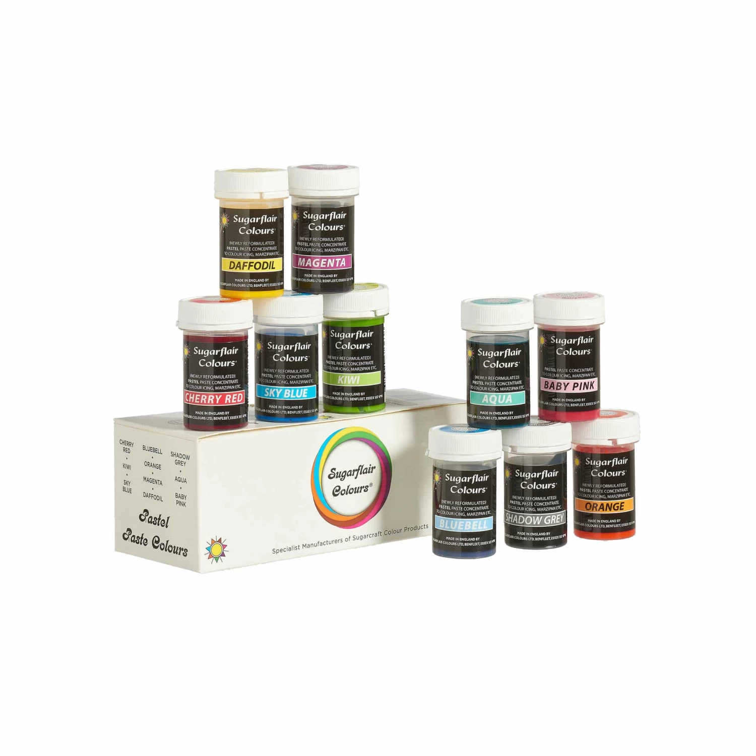 Sugarflair Set Of 10 Mixed Pastel Food Colouring Pastes 1 Sugarflair Set Of 10 Mixed Pastel Food Colouring Pastes