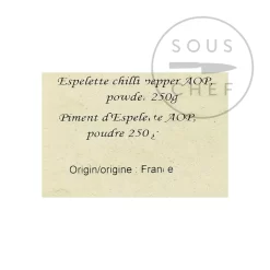 Terre Exotique Espelette Chili Pepper DOP 250g -Sous Chef TE1223 TerreExotiqueEspeletteChiliPepperDOP250g BoP