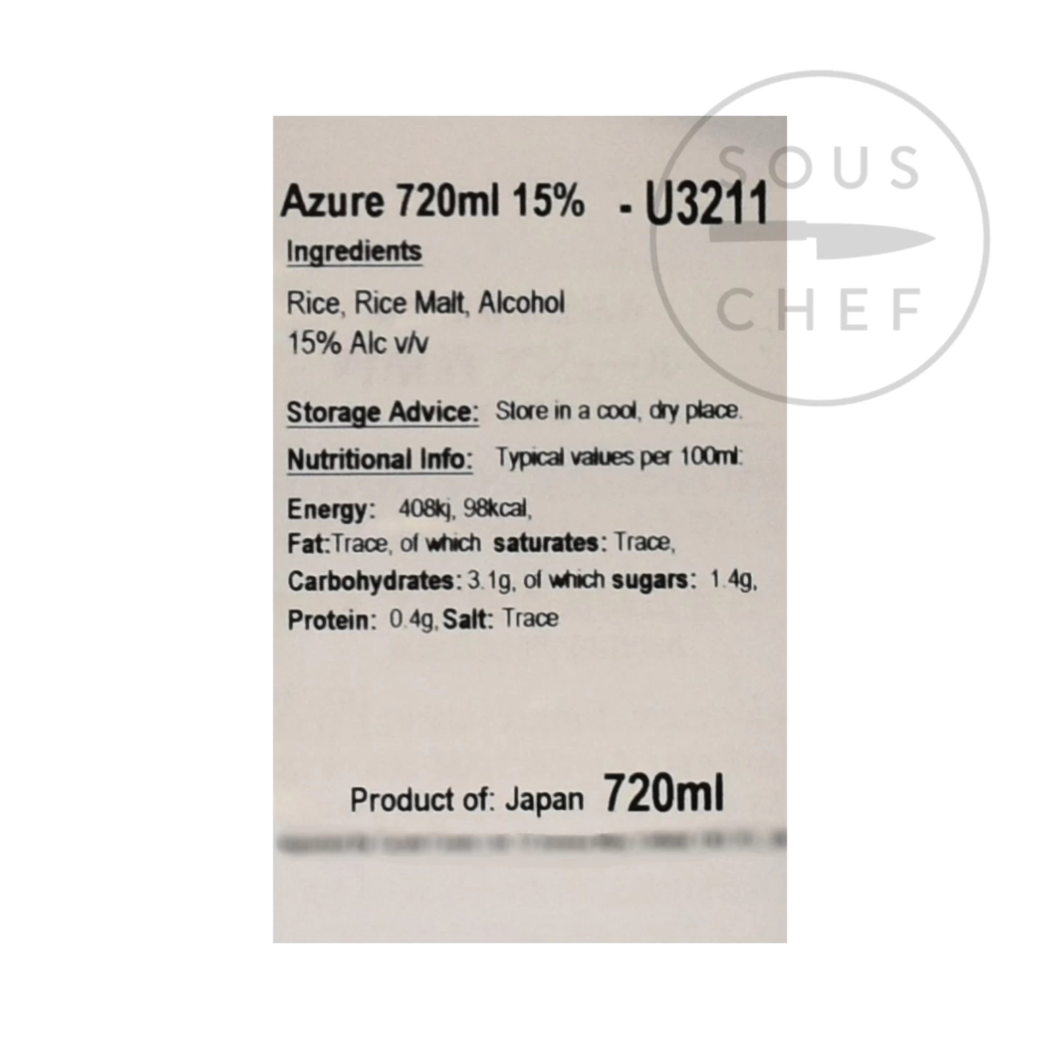Tosatsuru Azure Sake, 720ml 3 Tosatsuru Azure Sake, 720ml - Image 3