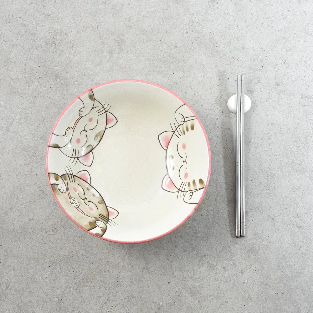 Pink Lucky Cat Japanese Ramen Bowl, 20.5cm 3 Pink Lucky Cat Japanese Ramen Bowl, 20.5cm - Image 3
