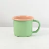 Kapka X Sous Chef Colourblock Enamel Mug, Green & Pink
