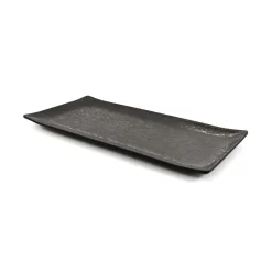 Black Melamine Rectangle Serving Plate, 30x15cm