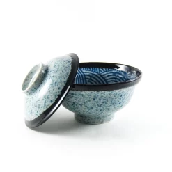 Blue Wave Covered Bowl