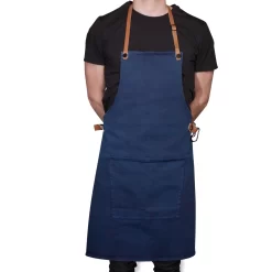 Dutchdeluxes Canvas BBQ Apron In Dark Blue -Sous Chef dutch deluxes canvas bbq apron male model dark blue