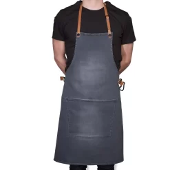 Dutchdeluxes Canvas BBQ Apron In Washed Grey -Sous Chef dutch deluxes canvas bbq apron male model washed grey