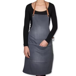 Dutchdeluxes Canvas BBQ Apron In Washed Grey -Sous Chef dutch deluxes canvas bbq apron model washed grey