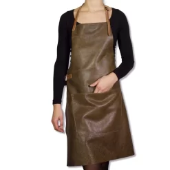 Dutchdeluxes Leather BBQ Apron In Vintage Brown -Sous Chef dutch deluxes leather bbq apron vintage brown model