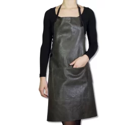 Dutchdeluxes Leather BBQ Apron In Vintage Grey -Sous Chef dutch deluxes leather bbq apron vintage grey model